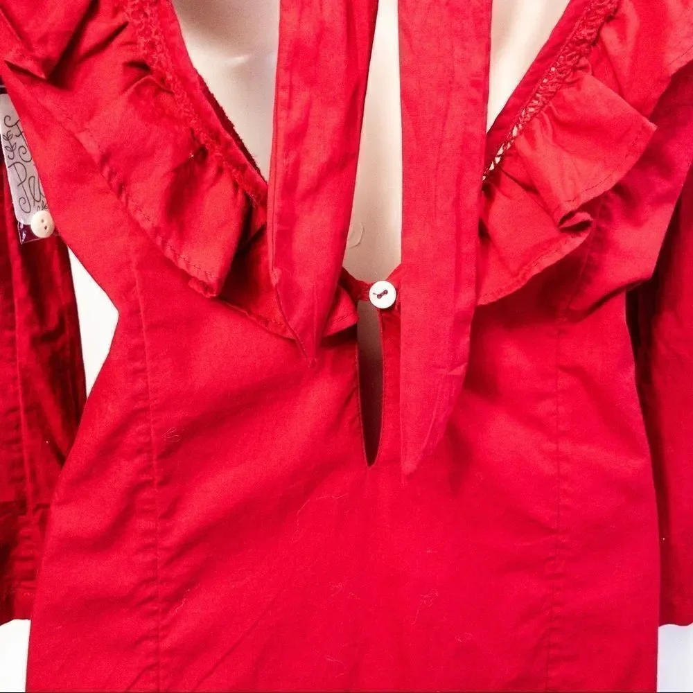 NWT Free People Red Ruffle Dress Sz XS